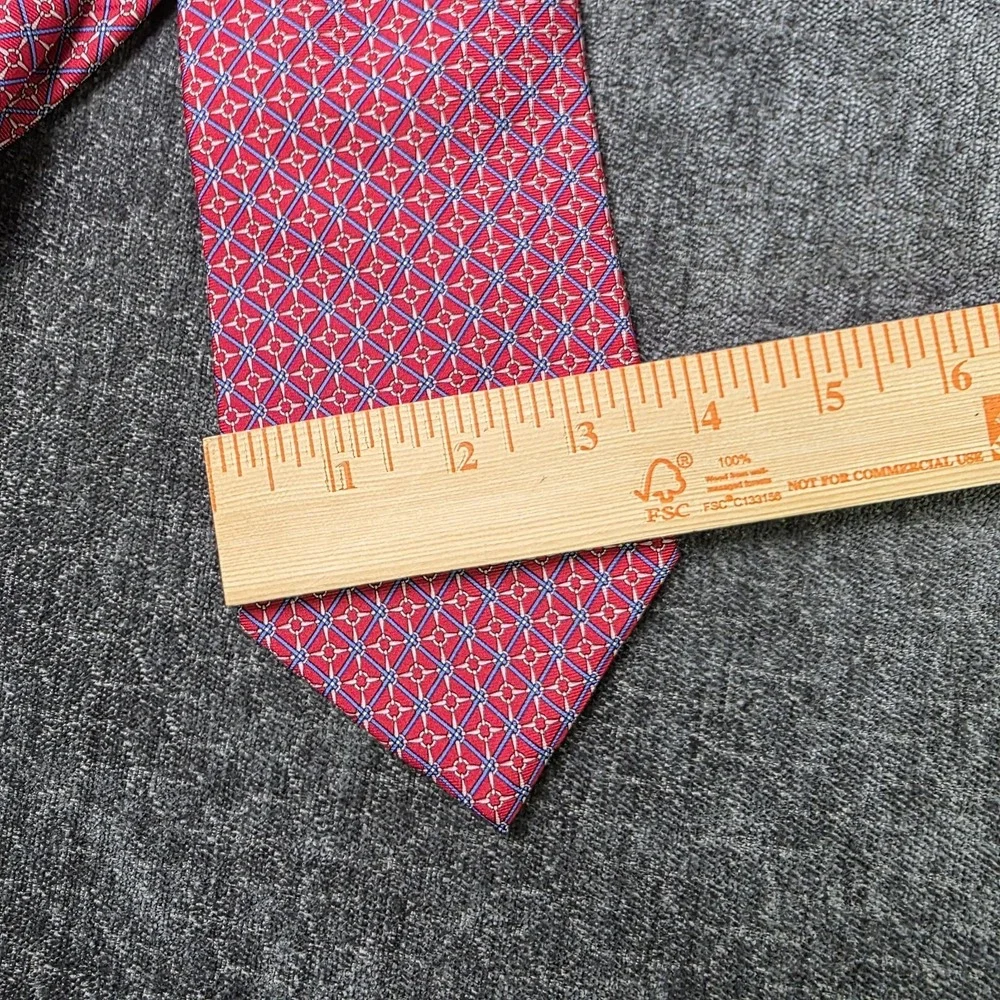 Brooks Brothers Makers All Silk Tie Red White Blue Made In USA Geometric Luxury